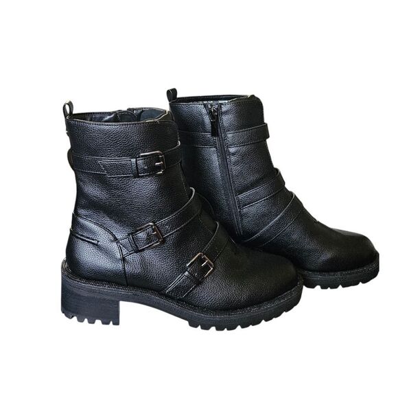 KENNITH COLE REACTION TATE Faux Leather Rhinestone Womens Motorcycle Boots NIB 8 - Picture 13 of 16